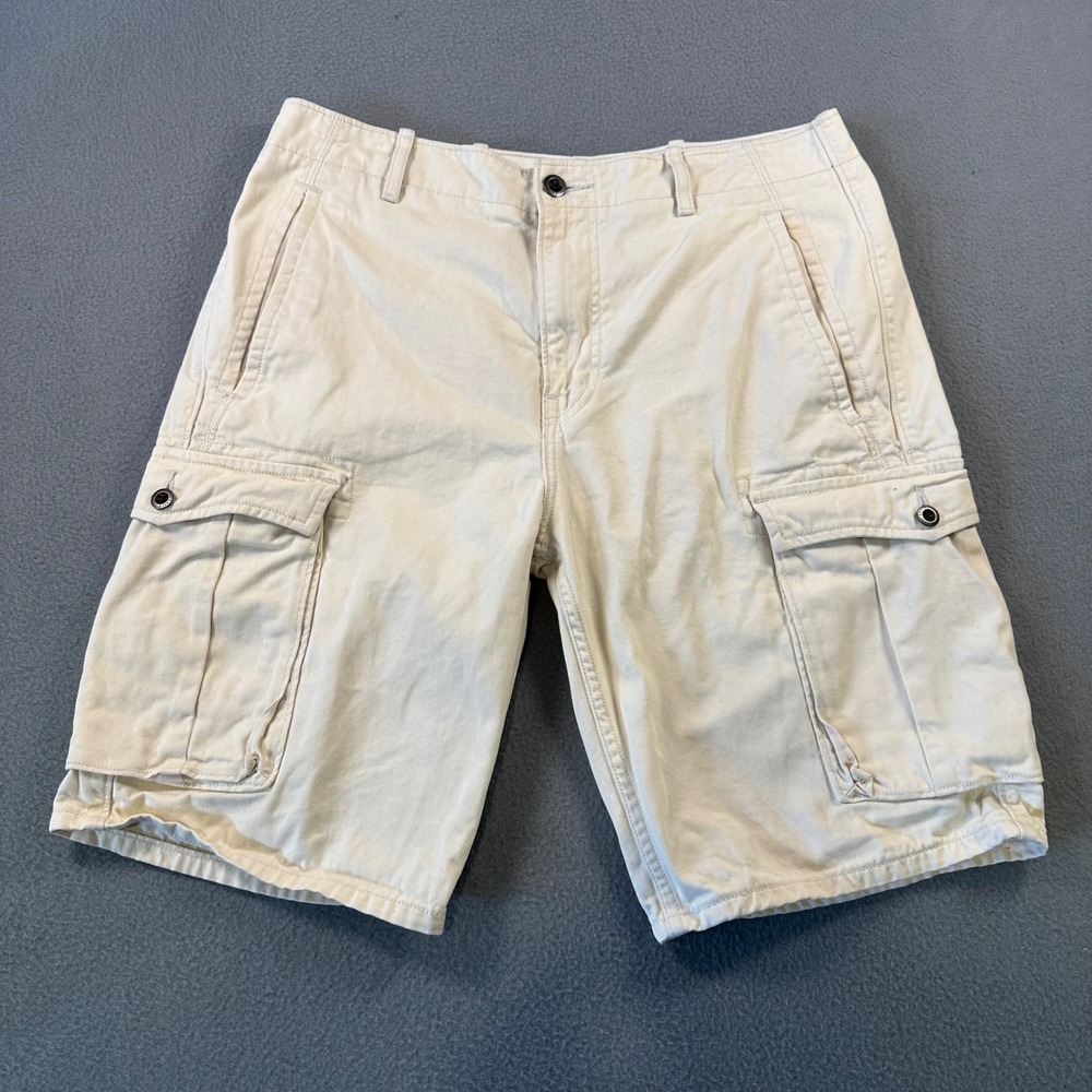 Levi Strauss & Co Mens W32 Cargo Shorts Cream Off White Cotton Twill Utility